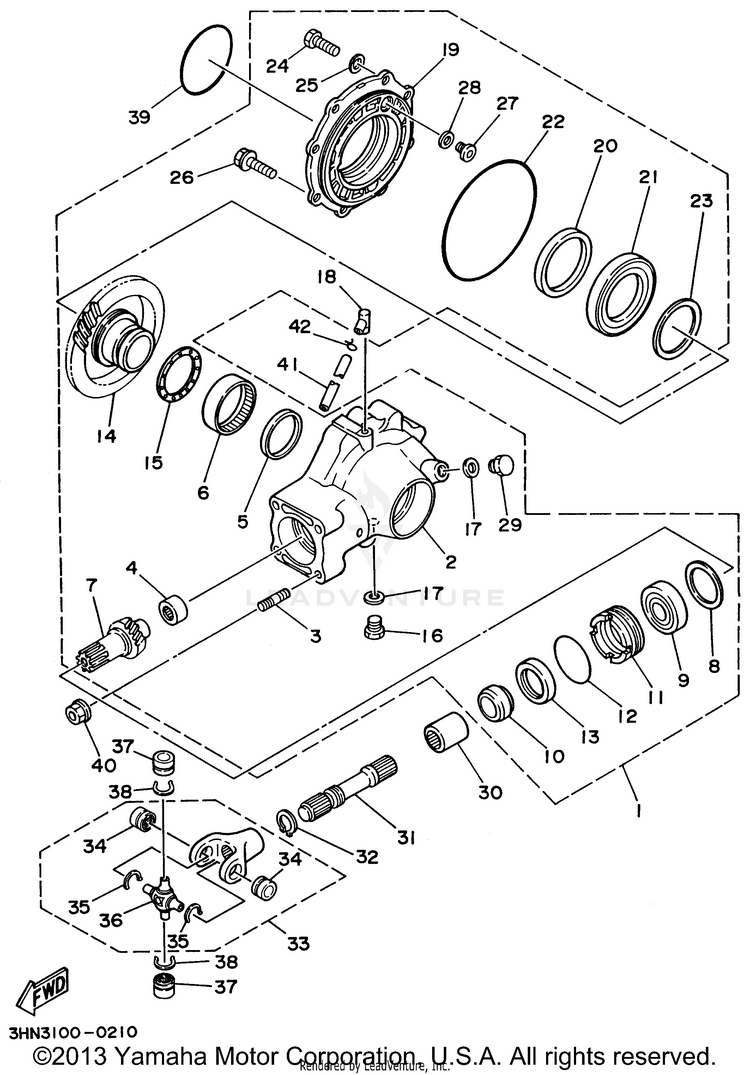 Drive Shaft BIG BEAR 4WD - YFM350FWH - 1996 Schematic