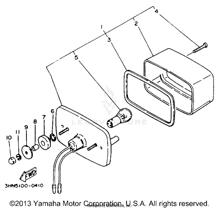 Taillight BIG BEAR 4WD (ME & NH Only) - YFM350FWE_MNH - 1993 Schematic