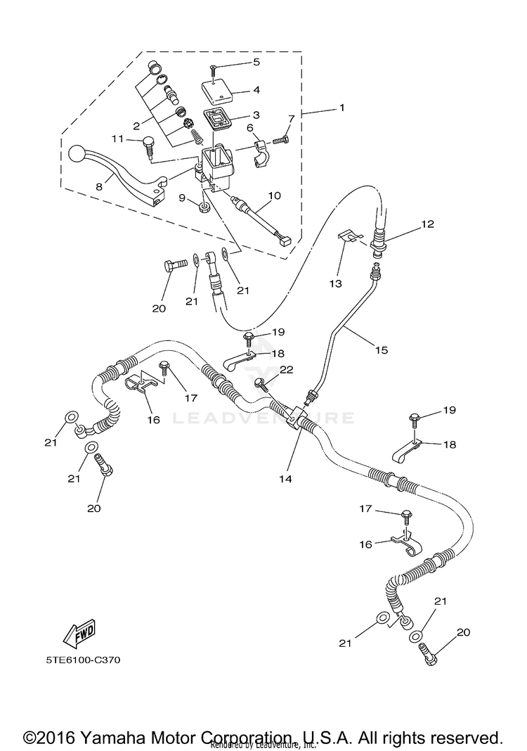 Front Master Cylinder GRIZZLY 400 4WD - YFM4FGX - 2008 Schematic