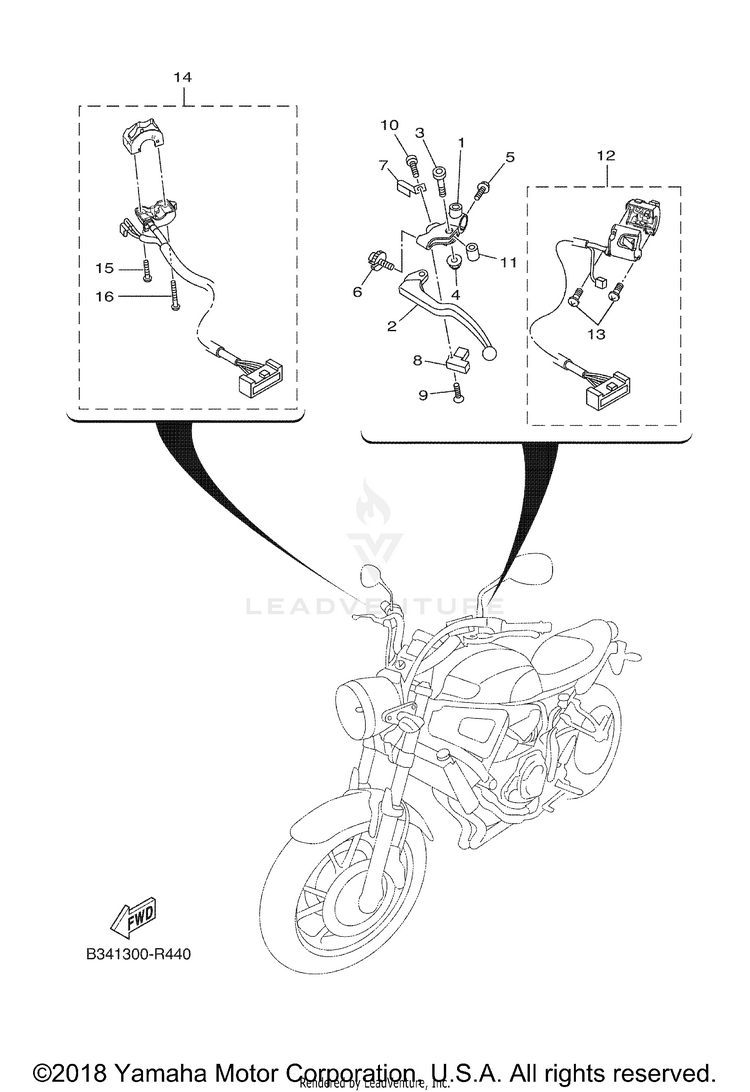 Handle Switch Lever XSR700 - XSR700JCL - 2018 Schematic