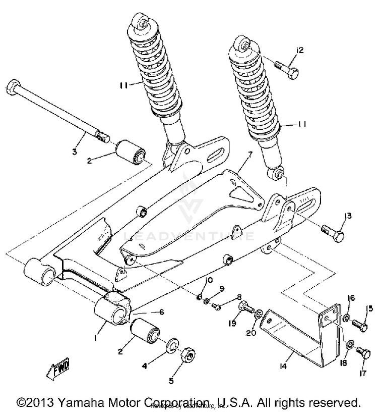 Rear Arm - Rear Cushion - Chain Case Schematic