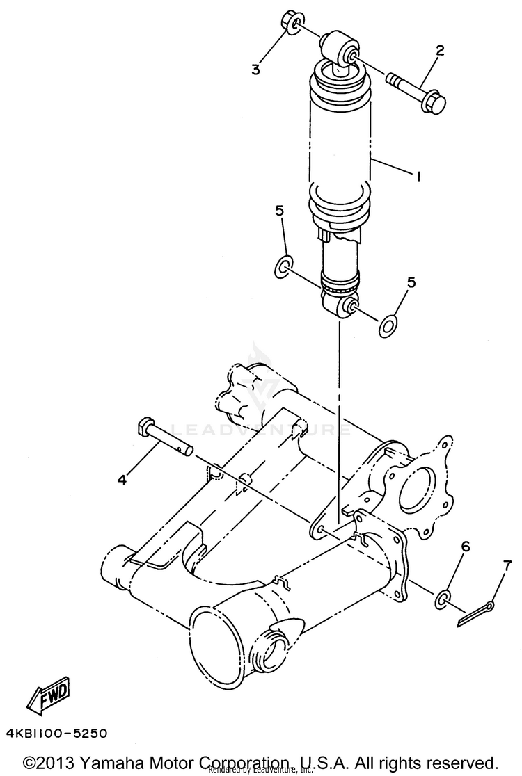 Rear Suspension WOLVERINE 4WD - YFM350FXH - 1996 Schematic