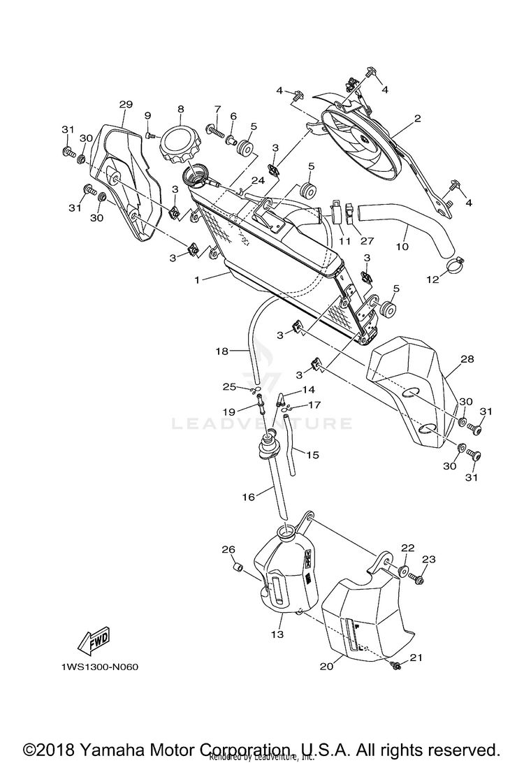 Radiator Hose FZ07 - FZ07GCB - 2016 Schematic
