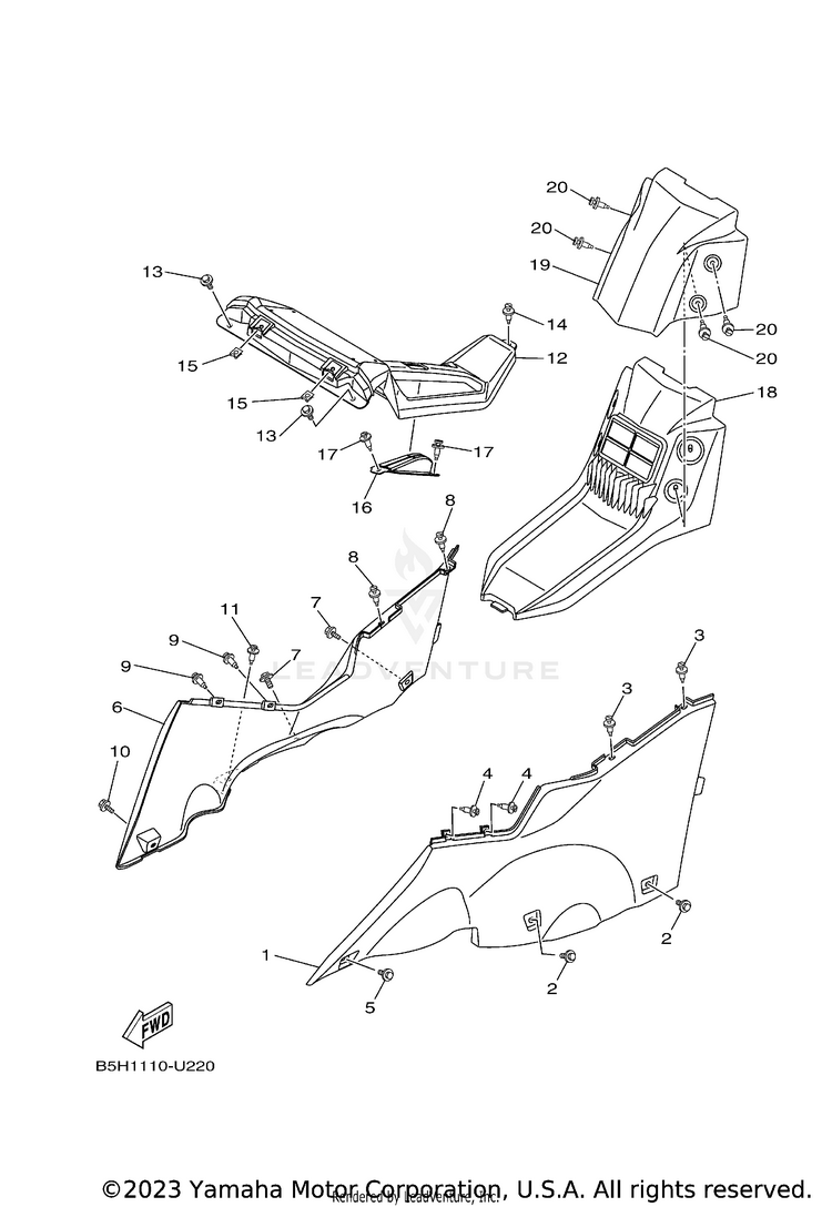Side Cover 2 YXZ1000R EPS - YXZ10YMXLR - 2020 Schematic