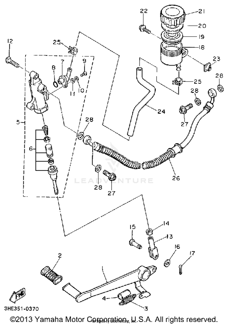 Rear Master Cylinder FZR600RAC - 1990 Schematic