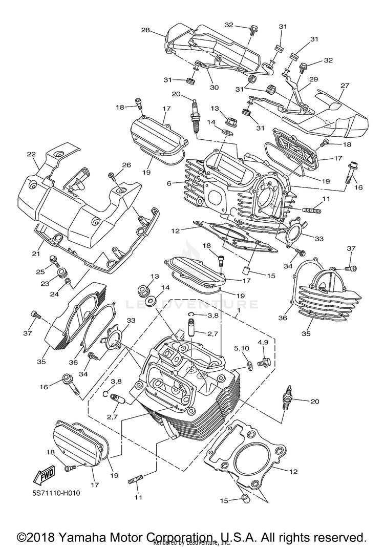 Cylinder Head V STAR 950 TOURER - XVS95CTACB - 2011 Schematic