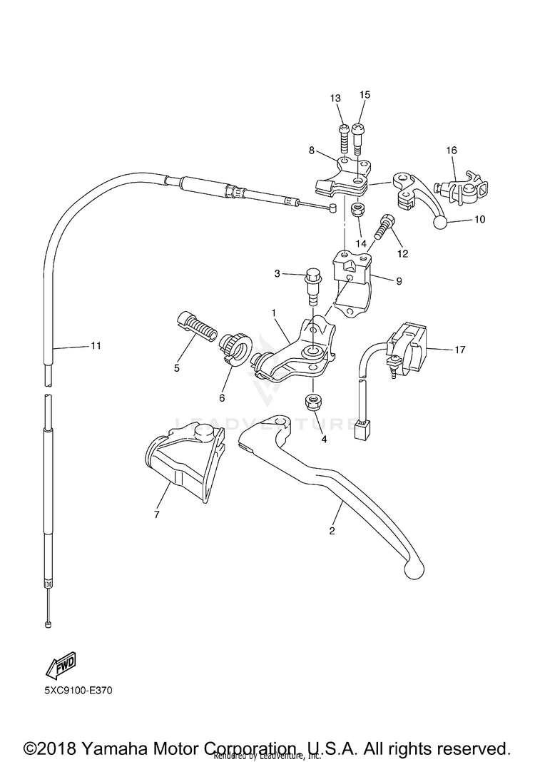 Handle Switch Lever YZ450F - YZ450FXL - 2008 Schematic