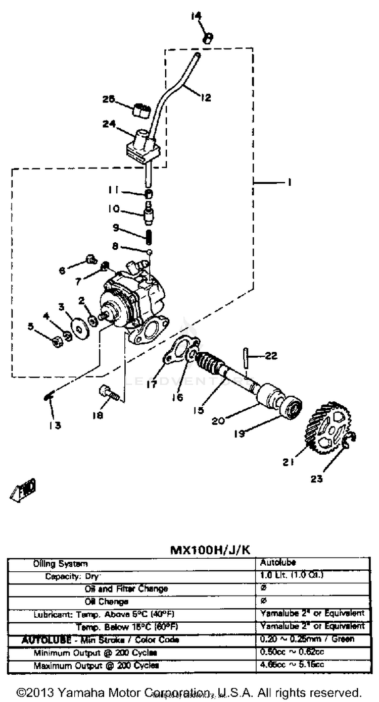 Oil Pump Mx100h - J - K Schematic
