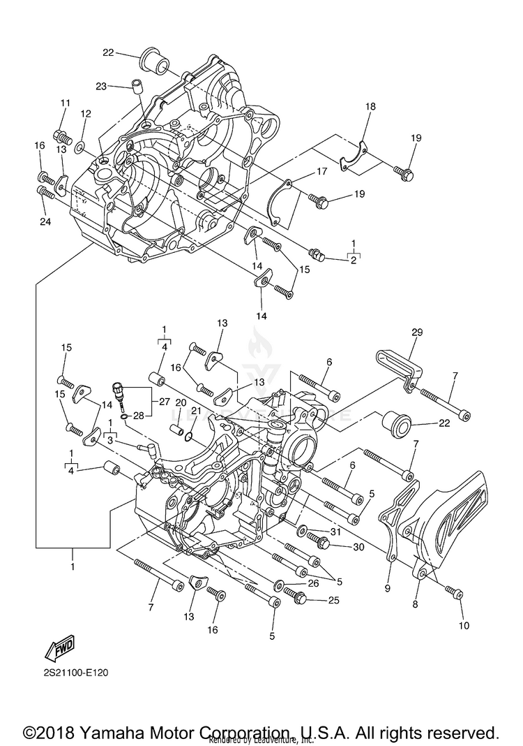 Crankcase YZ450F - YZ450FV - 2006 Schematic