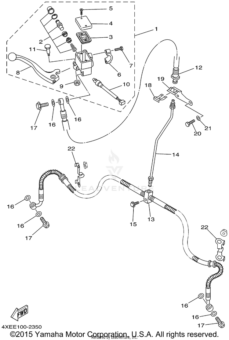 Front Master Cylinder BEAR TRACKER 2WD_REALTREE - YFM250XHP - 2002 Schematic