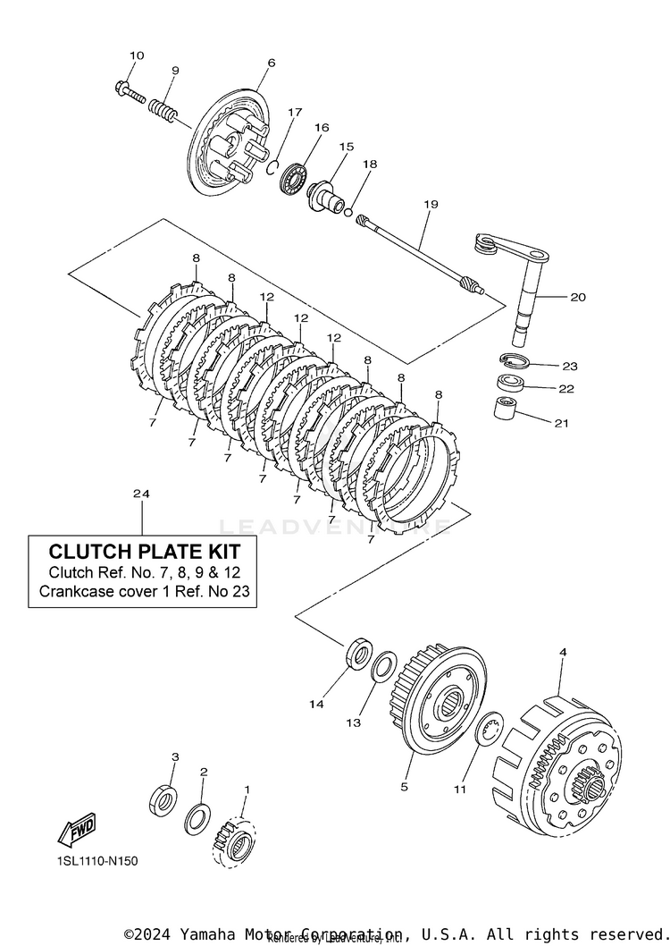 Clutch YZ450F - YZ450FFL - 2015 Schematic