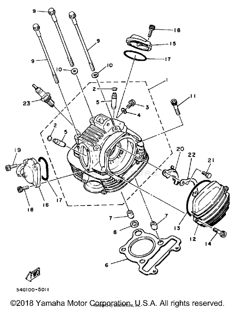 Cylinder Head BIG WHEEL - BW200S - 1986 Schematic