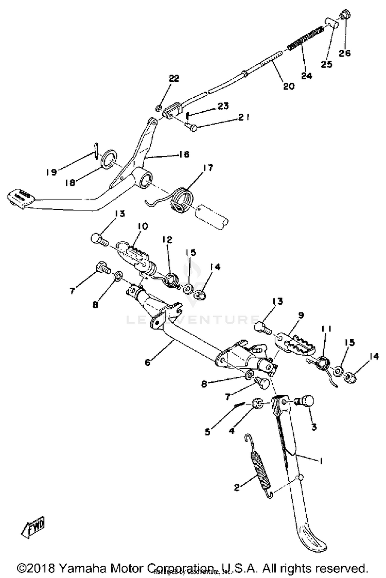 Stand-Footrest-Brake Pedal Schematic
