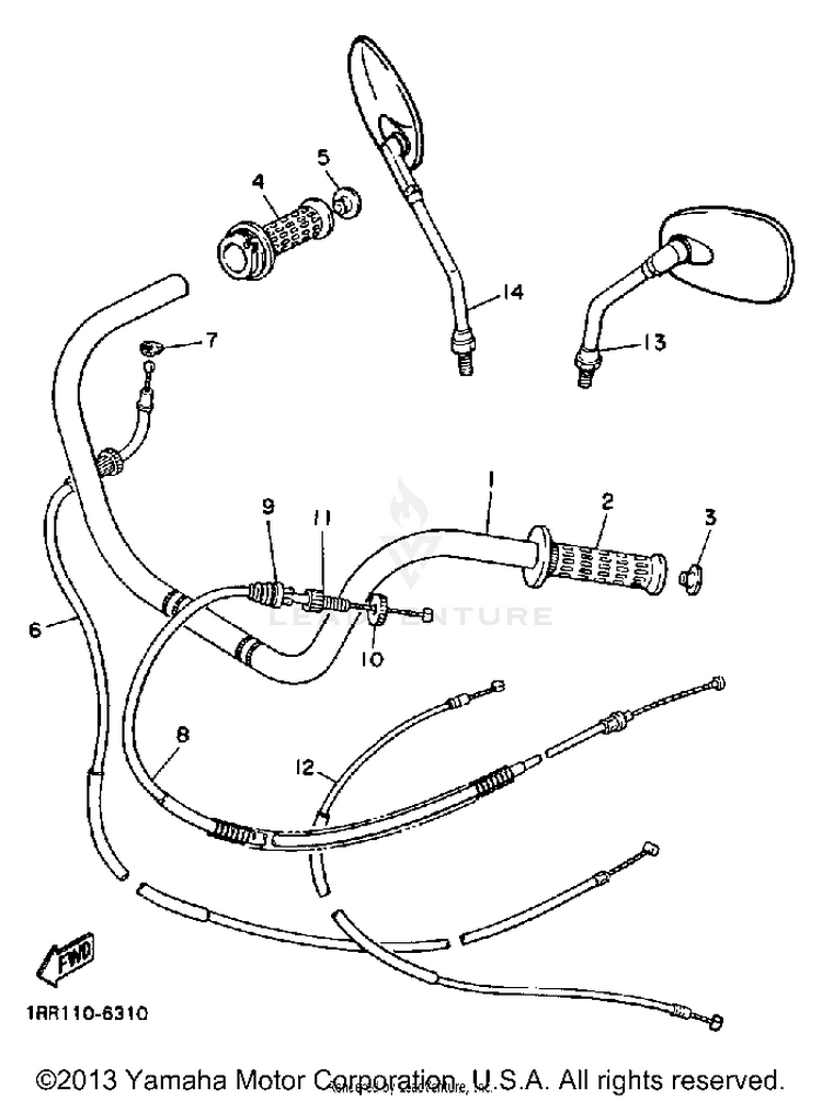 Handlebar Cable VIRAGO 700 - XV700SSC - 1986 Schematic