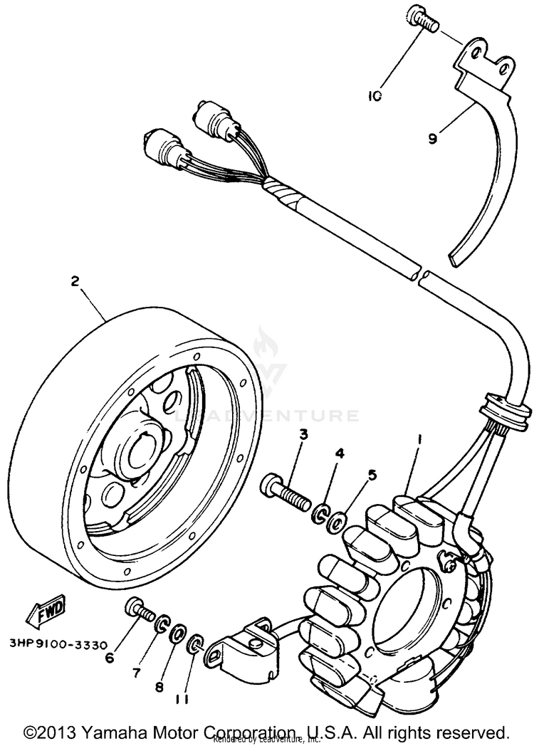 Generator BIG BEAR (ME & NH Only) - YFM350FWD_MNH - 1992 Schematic