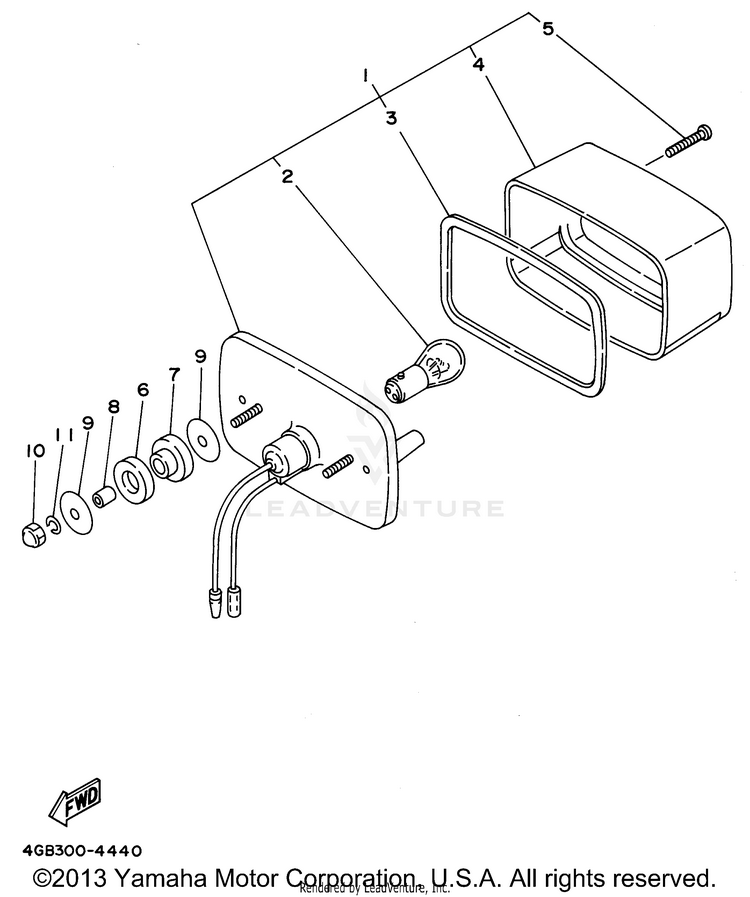 Taillight KODIAK 4WD - YFM400FWG - 1995 Schematic
