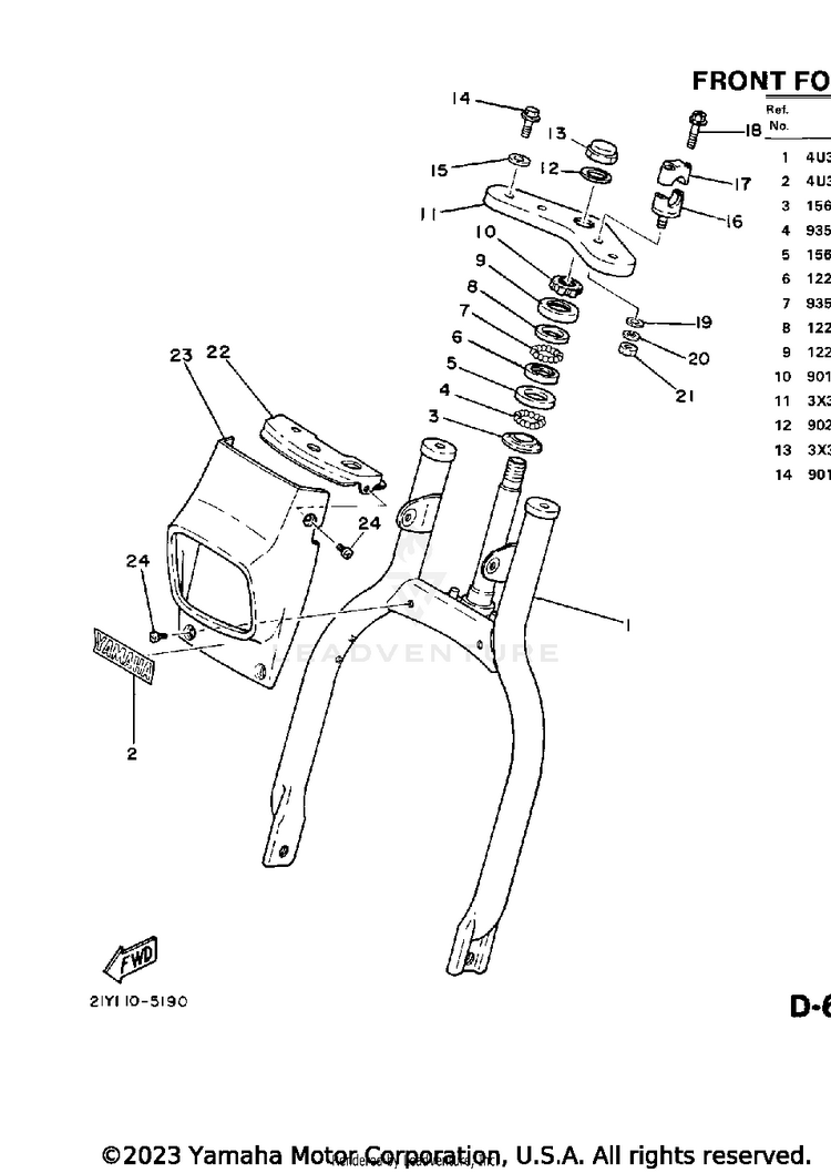 Front Fork Schematic