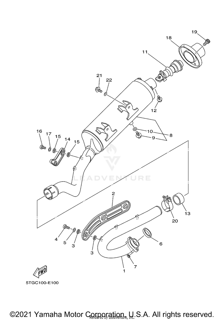 Exhaust YFZ450 - YFZ450XGY - 2008 Schematic