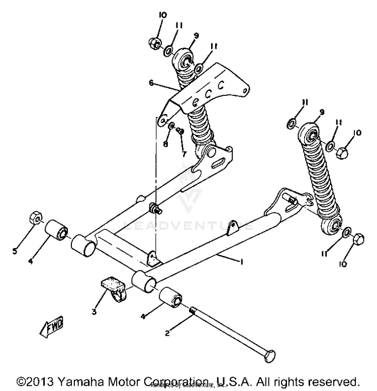 Rear Arm - Rear Cushion GT80A - 1974 Schematic