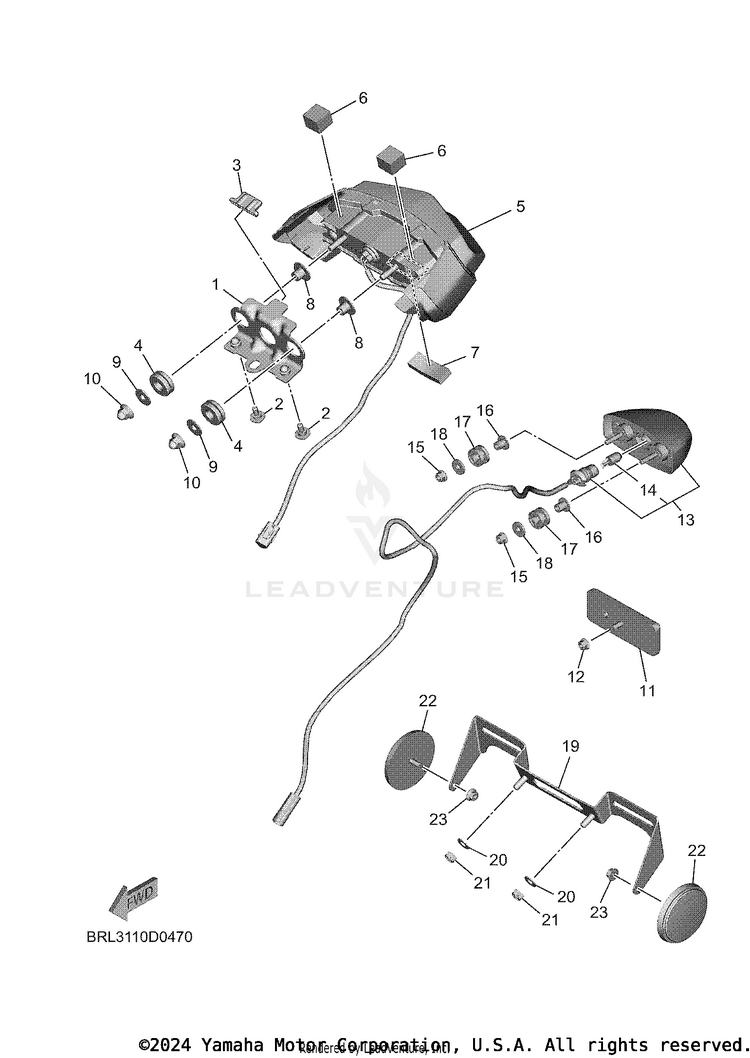 Taillight TENERE 700 WORLD RAI - XTZ7WRTCB - 2026 Schematic