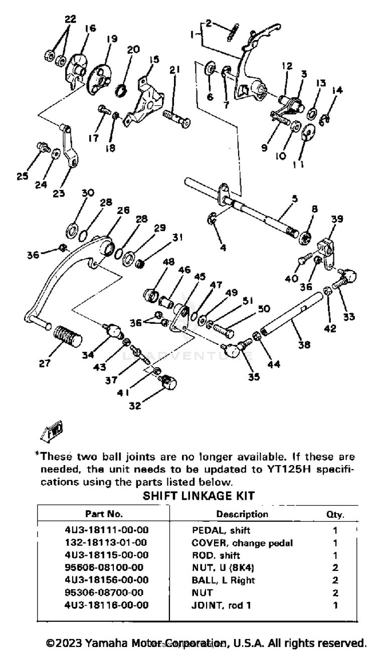 Shift Shaft - Pedal Yt125g Schematic