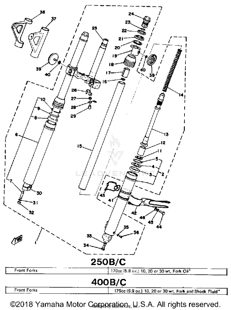 Front Fork 250b - C - 400b - C Schematic