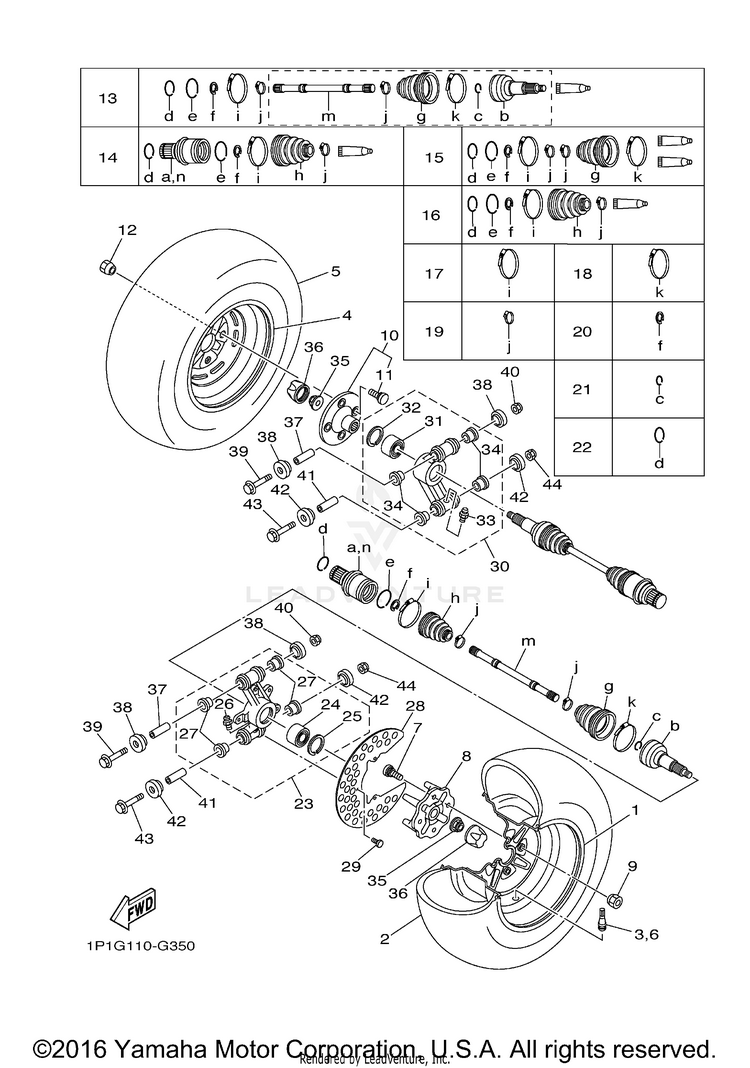 Rear Wheel GRIZZLY 400 4WD HUNTER - YFM4FGHX - 2008 Schematic