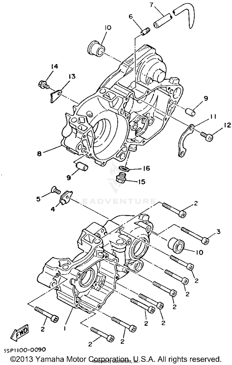 Crankcase YZ250E1 - 1993 Schematic