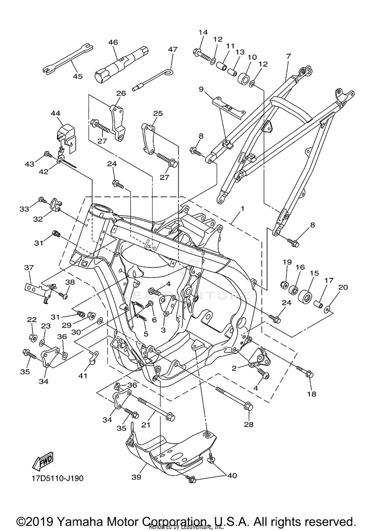 Frame YZ250F - YZ250FAB - 2011 Schematic