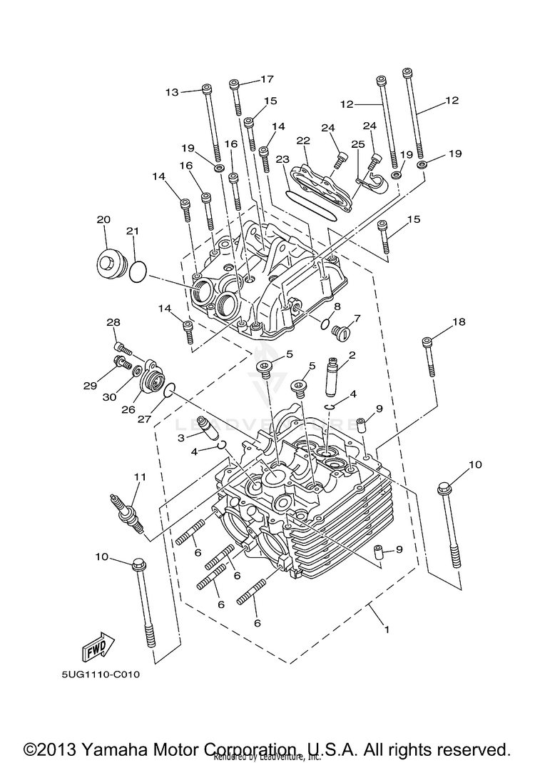 Cylinder Head RHINO 660 (Pastel Deep Green) - YXR66FAS - 2004 Schematic