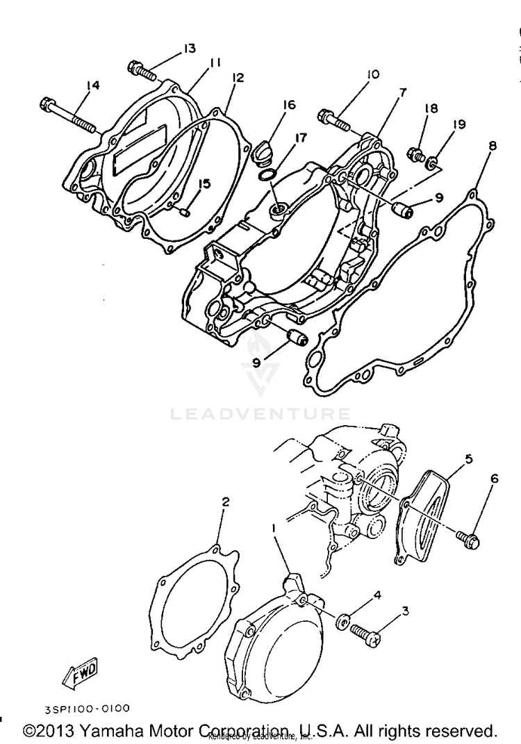 Crankcase Cover 1 YZ250E - 1993 Schematic