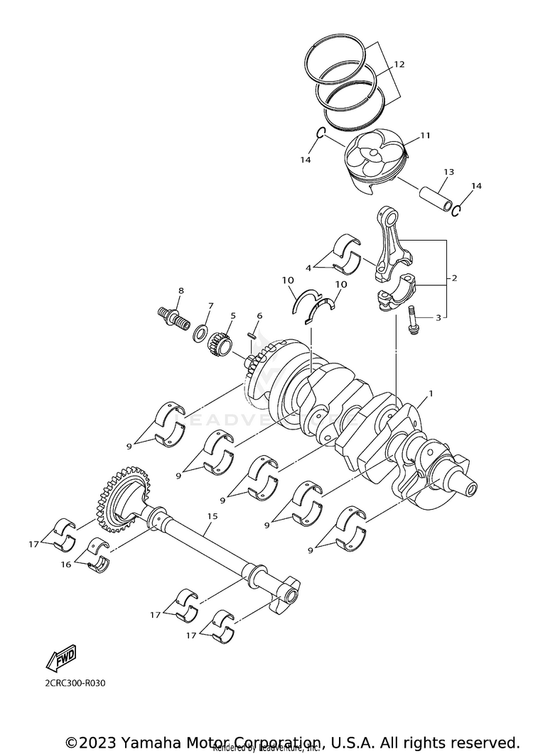 Crankshaft Piston YZFR1 - YZFR1HCB - 2017 Schematic