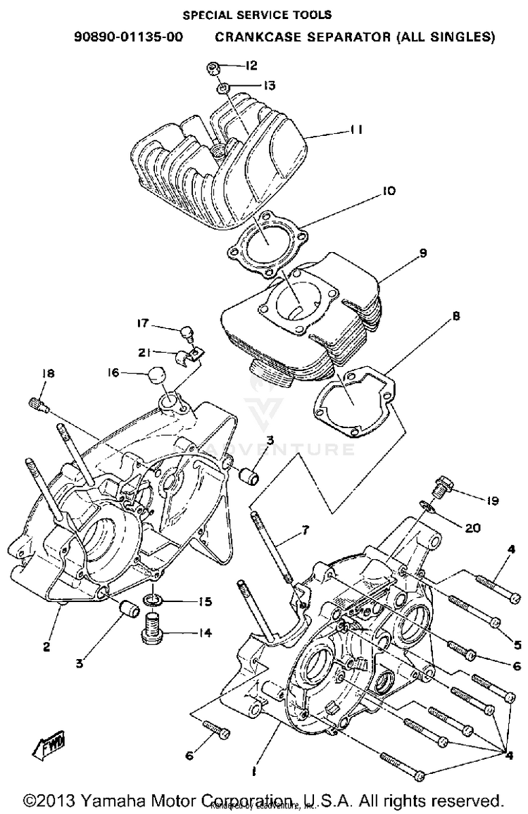Crankcase - Cylinder GTMXF - 1979 Schematic