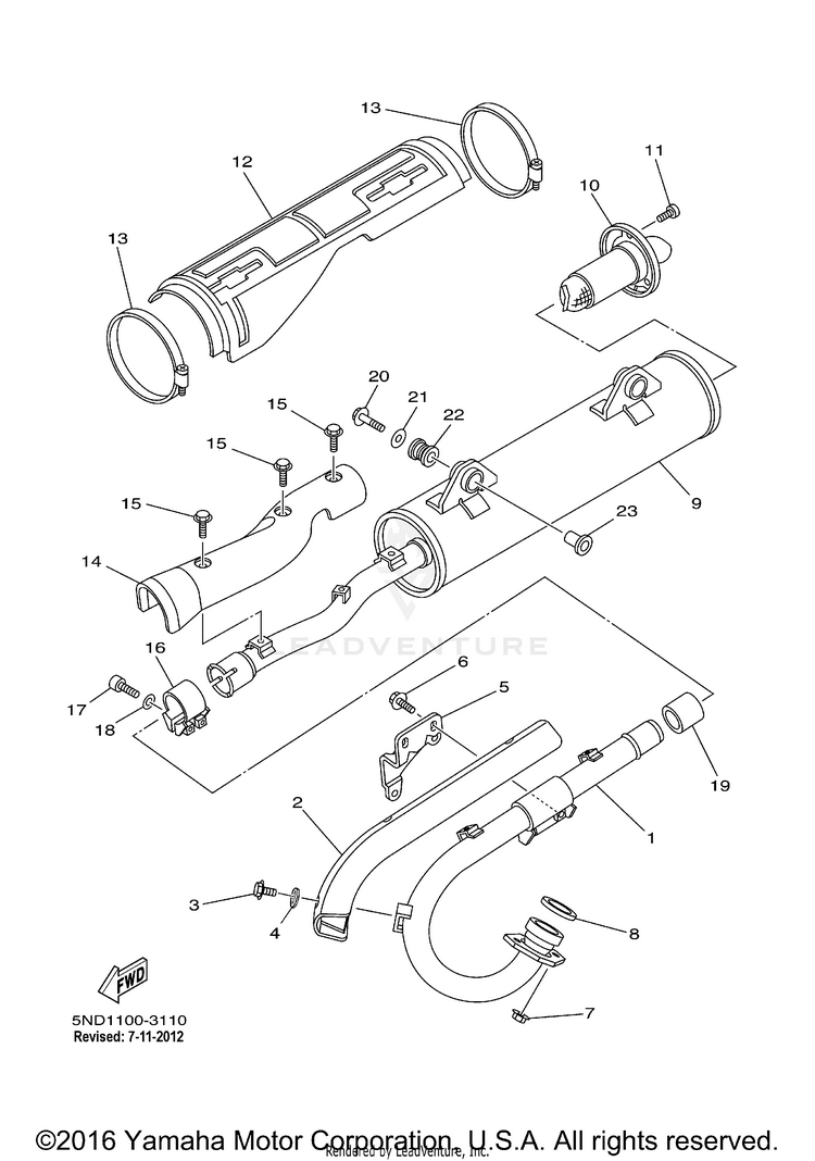 Exhaust GRIZZLY 400 4WD - YFM4FGX - 2008 Schematic