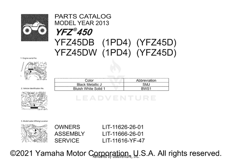 1 Title Page YFZ450 - YFZ45DB - 2013 Schematic