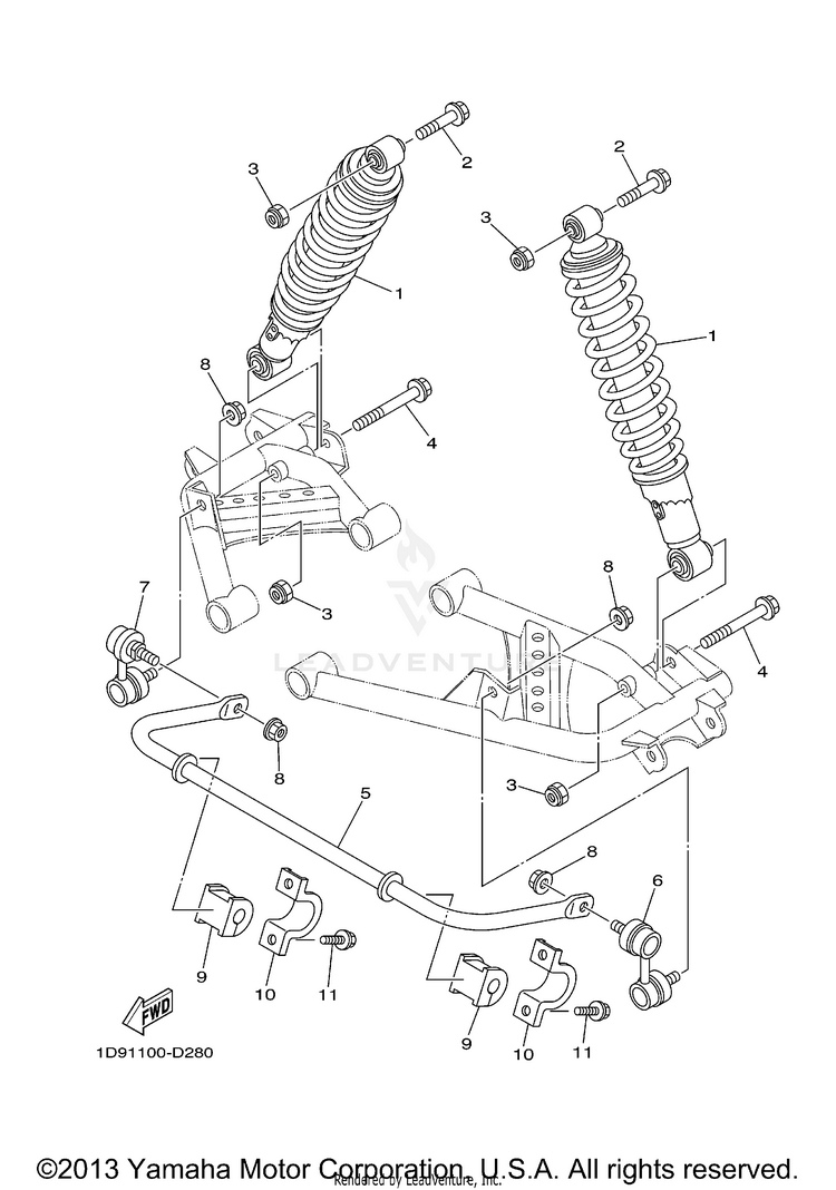 Rear Suspension BIG BEAR 400 4WD - YFM40FBYB - 2009 Schematic