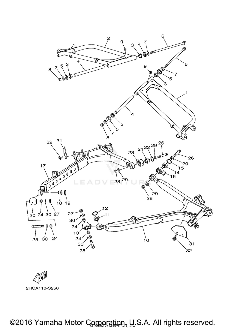 Rear Arm YXZ1000R EPS - YXZ10YMXHO - 2017 Schematic