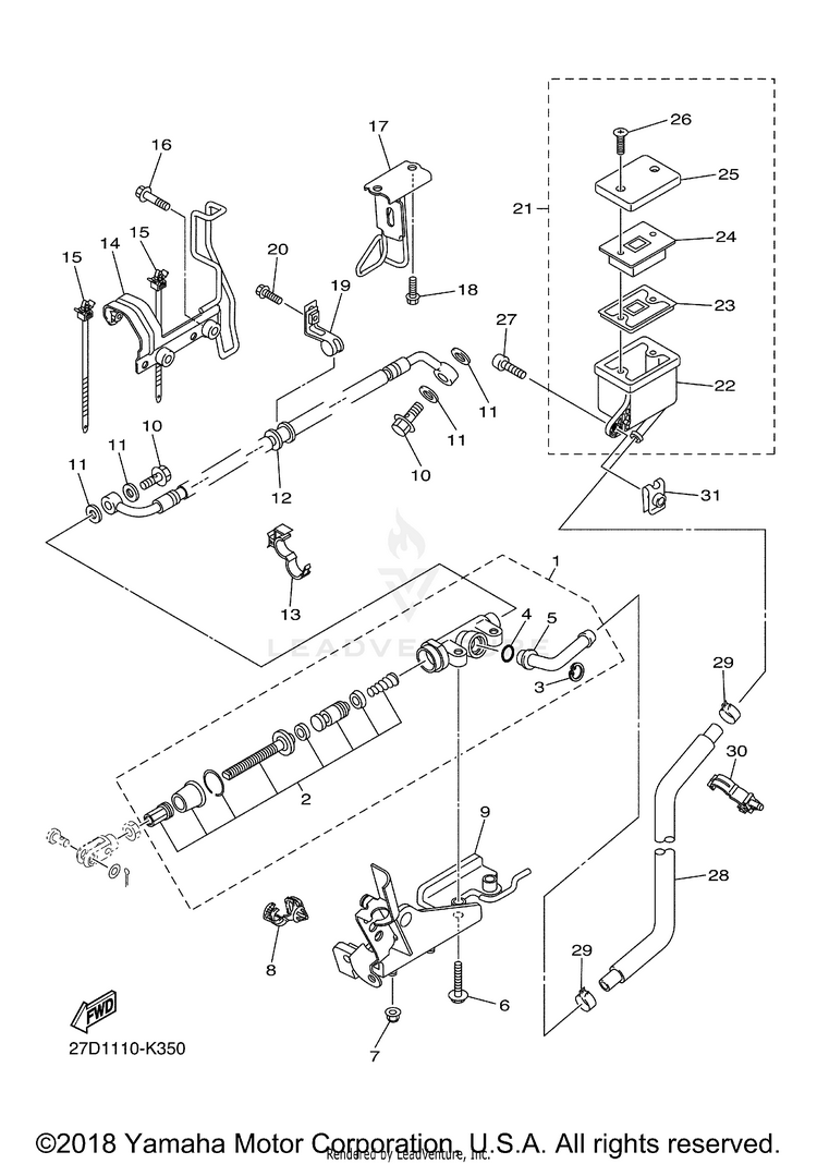 Rear Master Cylinder STRYKER - XVS13CBCB - 2012 Schematic