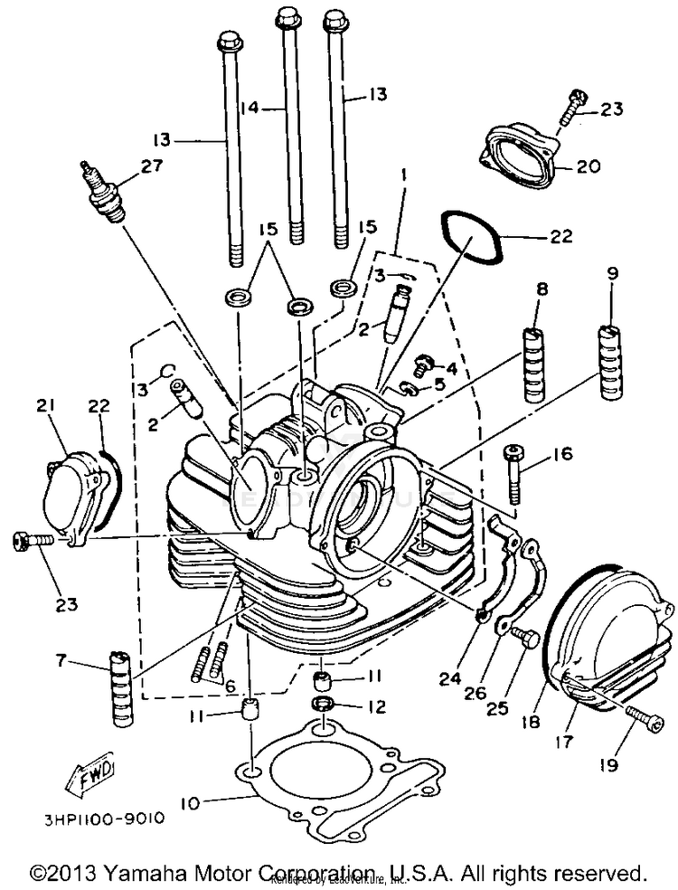 Cylinder Head BIG BEAR 4WD - YFM350FWD - 1992 Schematic