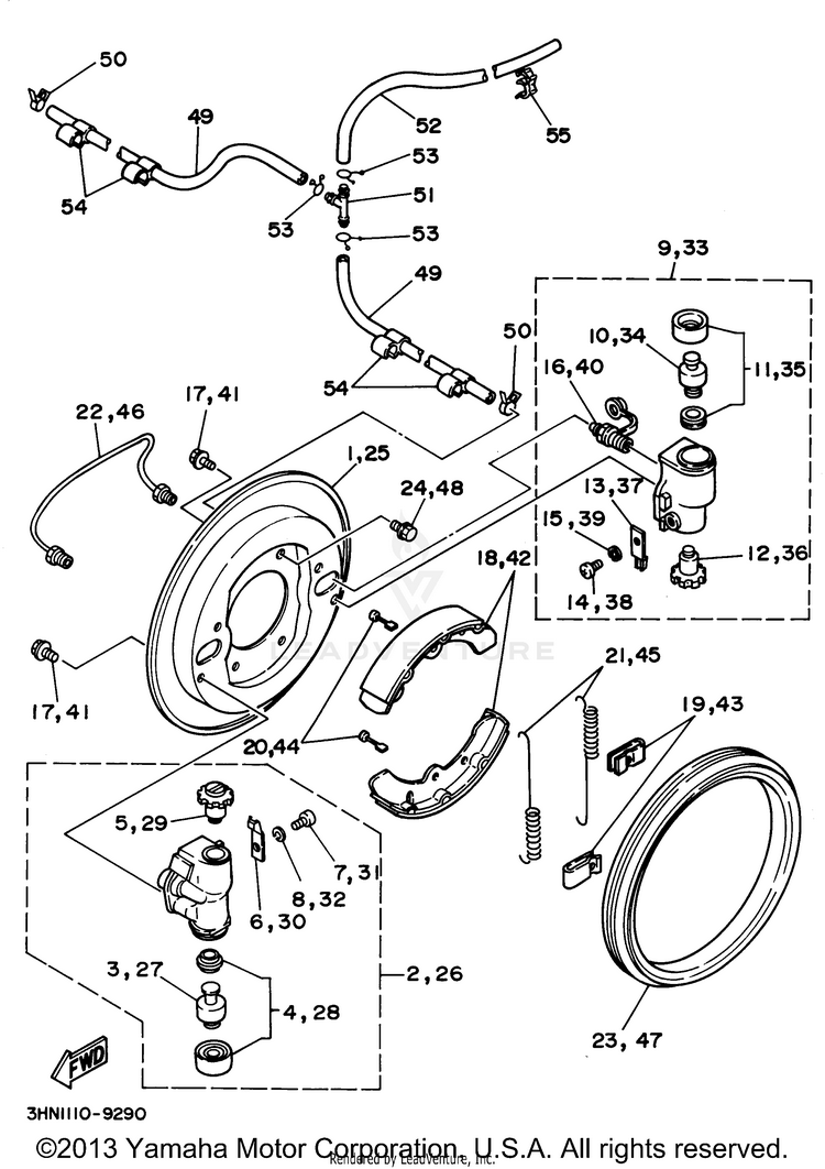 Front Brake BIG BEAR 4WD (ME & NH Only) - YFM350FWF_MNH - 1994 Schematic