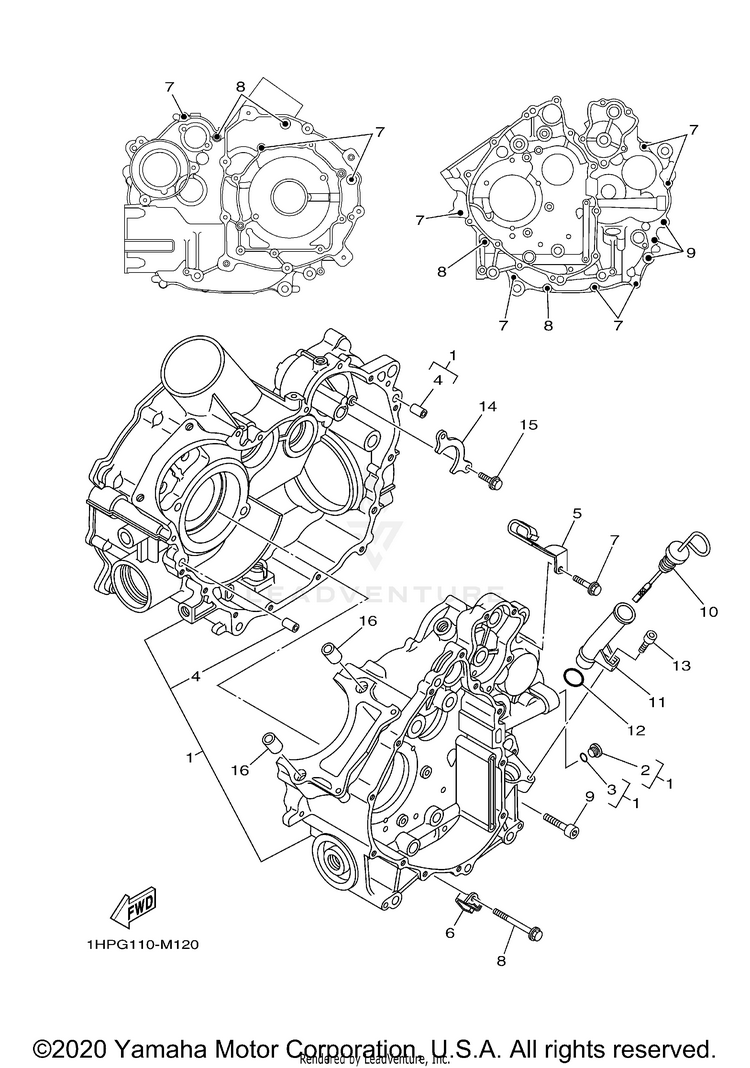 Crankcase GRIZZLY EPS 4WD SE - YFM70GPSKB - 2019 Schematic