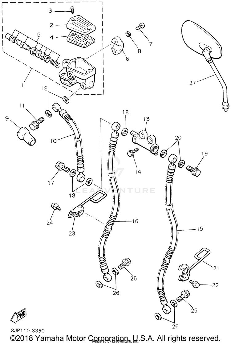 Front Master Cylinder V-MAX (Yamaha Black) (CA Ed.) - VMX12MC - 2000 Schematic