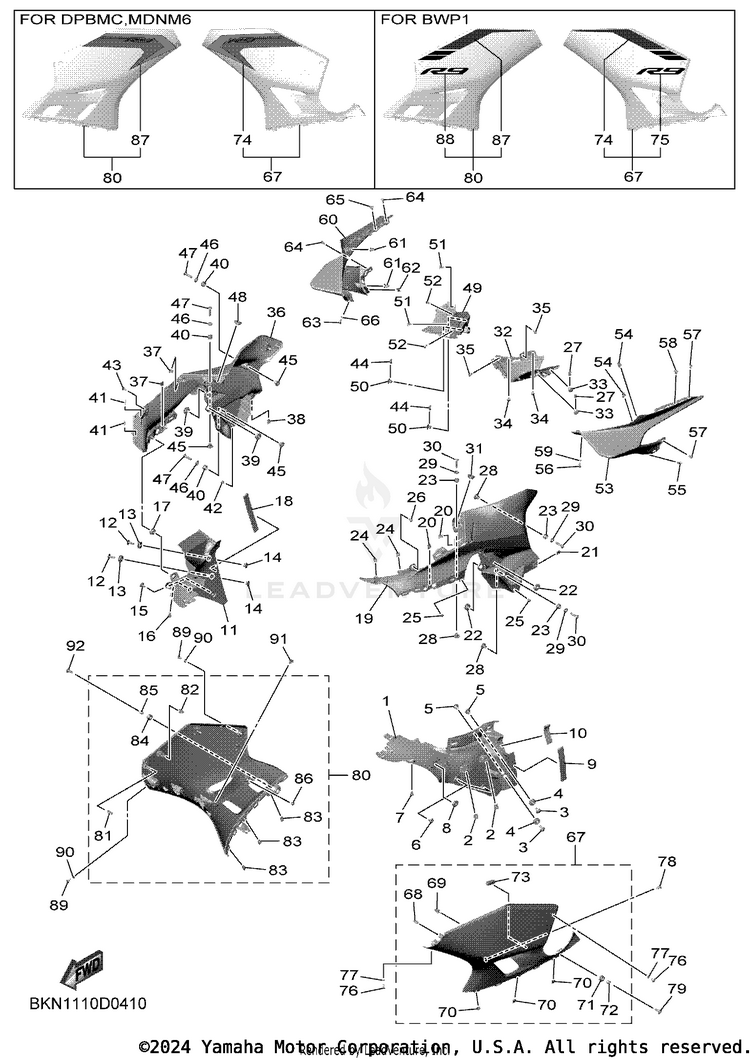 Cowling 2 YZFR9 CAL - YZFR9SCB - 2025 Schematic