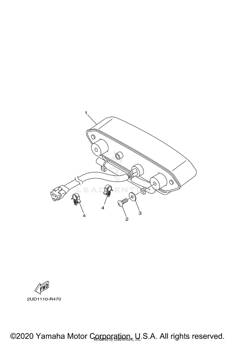 Taillight GRIZZLY EPS - YFM70GPALG - 2020 Schematic