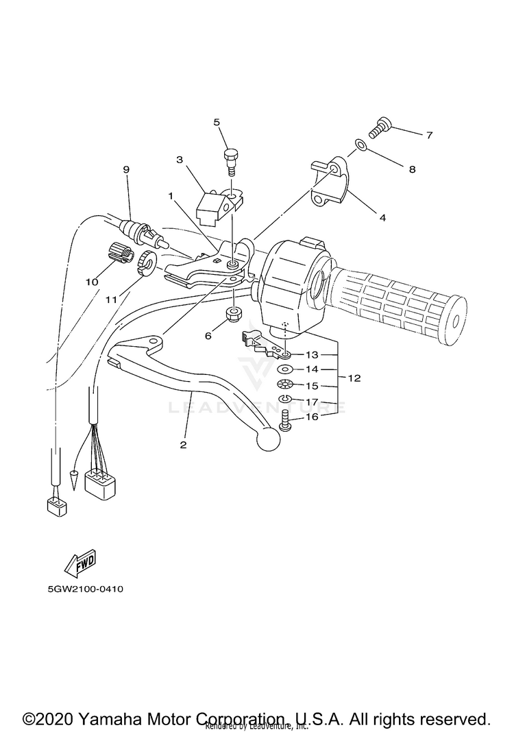 Handle Switch Lever BIG BEAR 2WD YFM400H - YFM400HN - 2001 Schematic