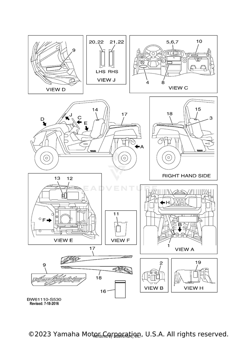 Emblem Label 1 WOLVERINE EPS - YXE70WPBHG - 2017 Schematic