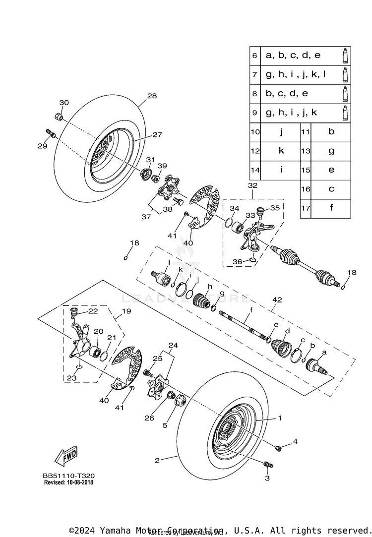 Front Wheel KODIAK 450 4WD - YFM45KDXJG - 2018 Schematic