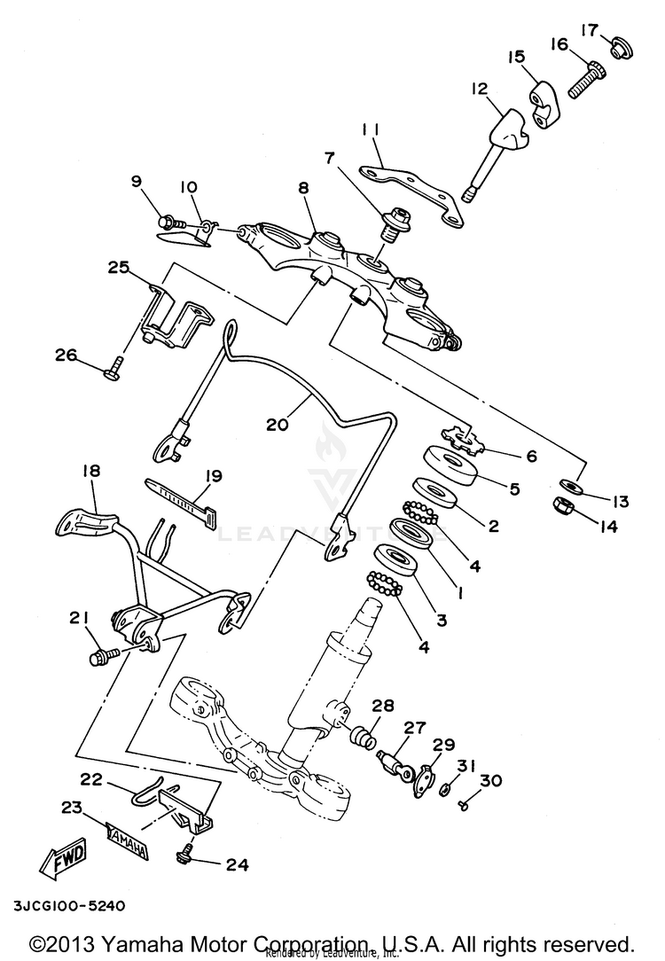 Steering VIRAGO 535 - XV535HC - 1996 Schematic