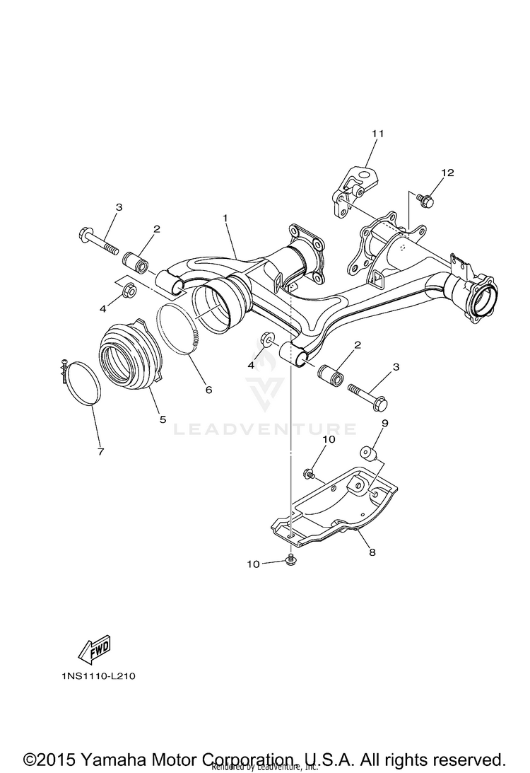 Rear Arm GRIZZLY 350 4WD - YFM35FGDGR - 2013 Schematic