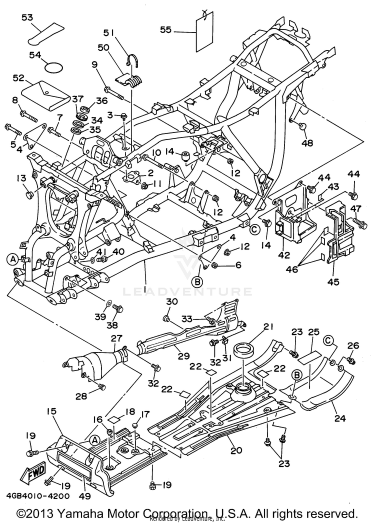 Frame KODIAK 4WD - YFM400FWG - 1995 Schematic